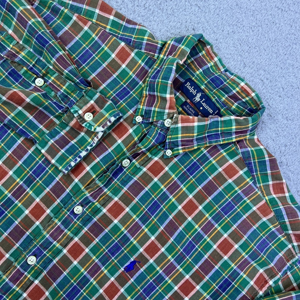 Ralph Lauren Blaire Button Up‎ Mens XL Multicolor Plaid Long Sleeve Pony Shirt